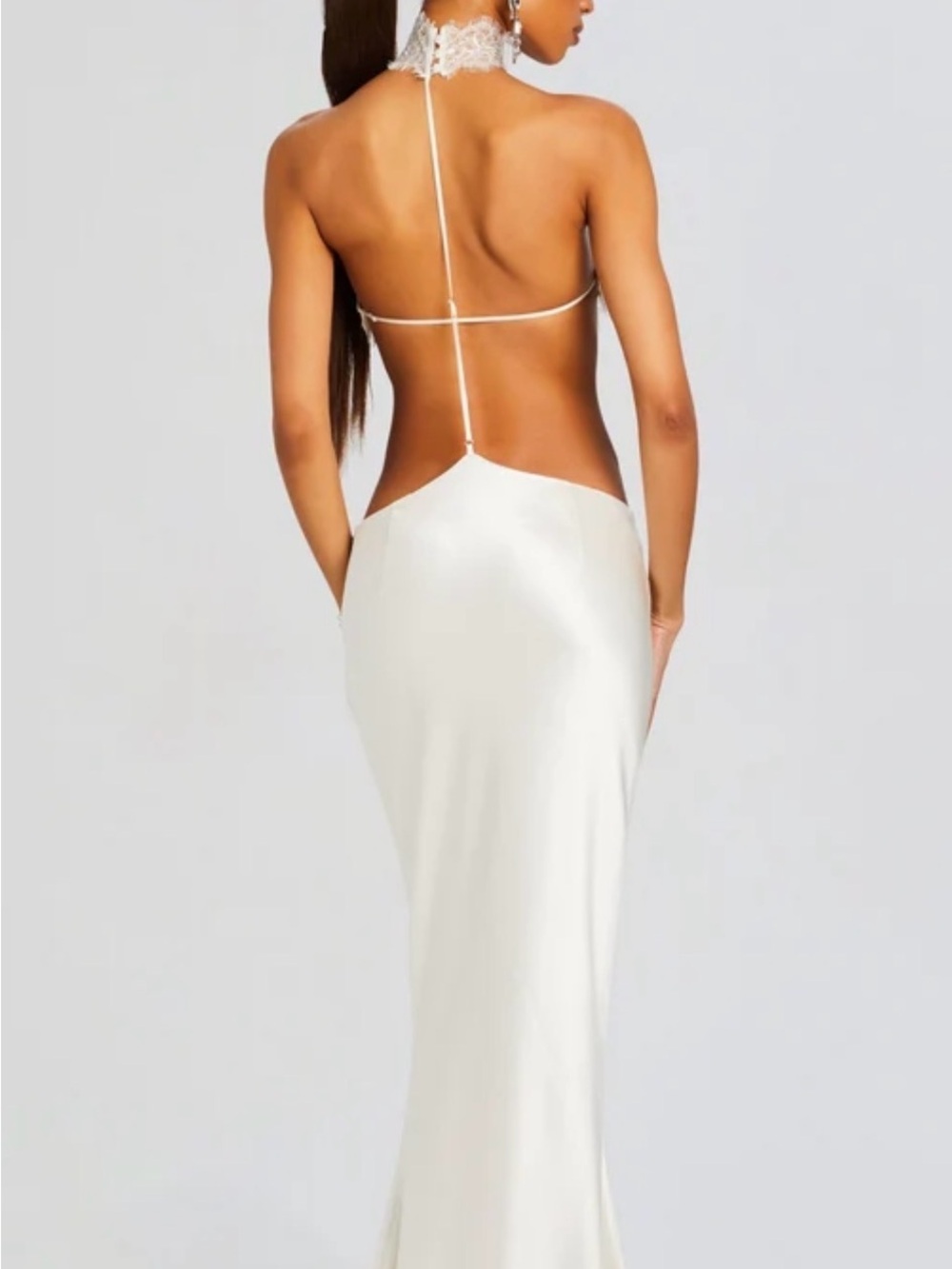 Retrofete Lucie Dress - Strapless White Lace Satin Dress - Picture 4 of 4